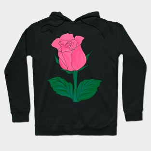 Pink Rose Watercolor Drawing Hoodie